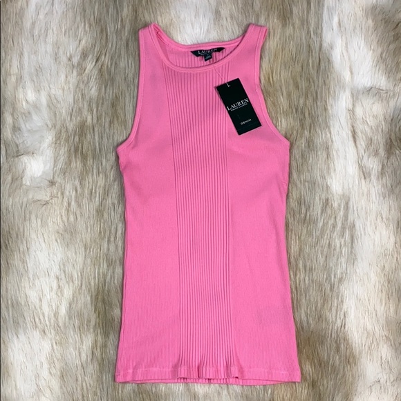 Lauren Ralph Lauren Pink Ribbed Tank, S, NWT - Picture 5 of 8